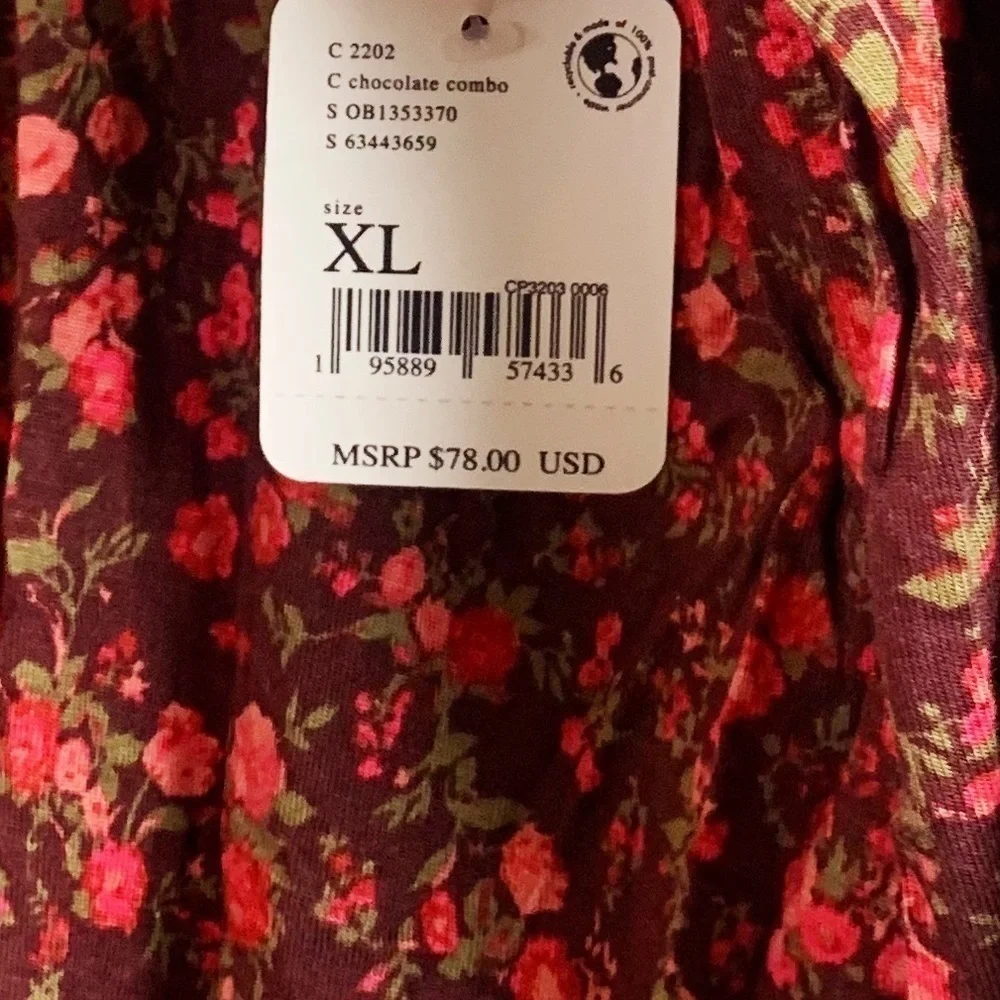 NWT Free People Kaya Floral Printed Keyhole Long Sleeve Ruched Bodysuit